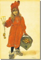 DK Carl Larsson; Brita mit Kerzen und Äpfeln