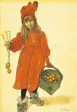 DK Carl Larsson; Brita mit Kerzen und Äpfeln
